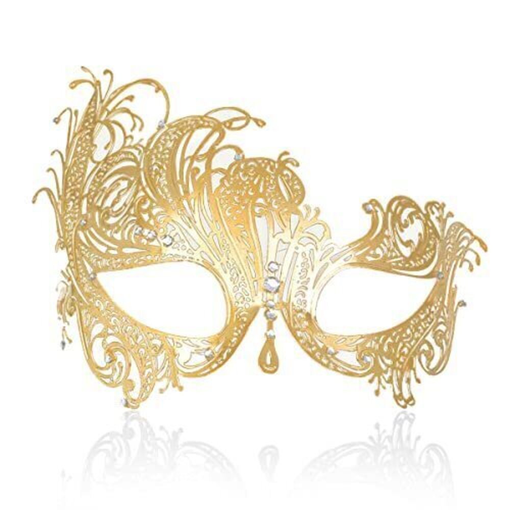 6427 Masquerade Mask Shiny Laser Cut Metal Rhinestone Mask Party Porm Ball